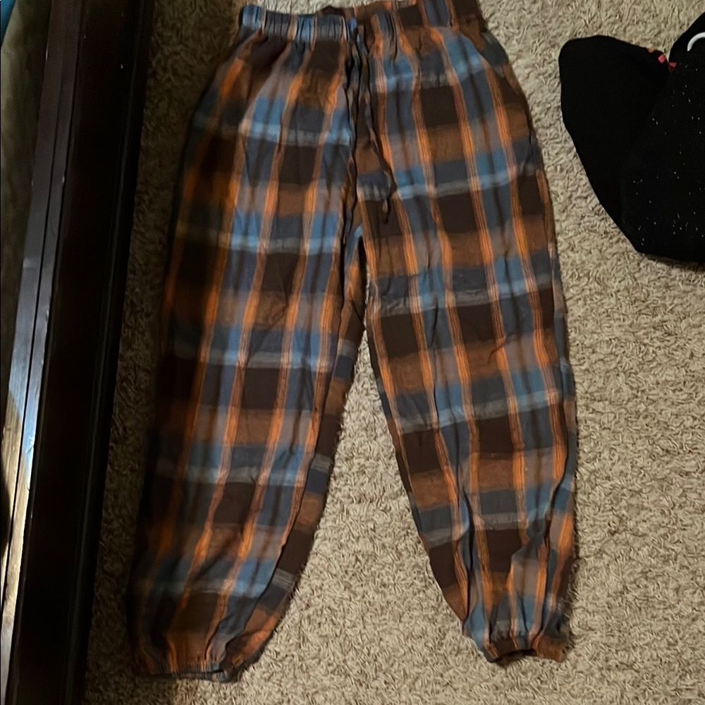 Plaid Kids Bottoms in Brown and Blue